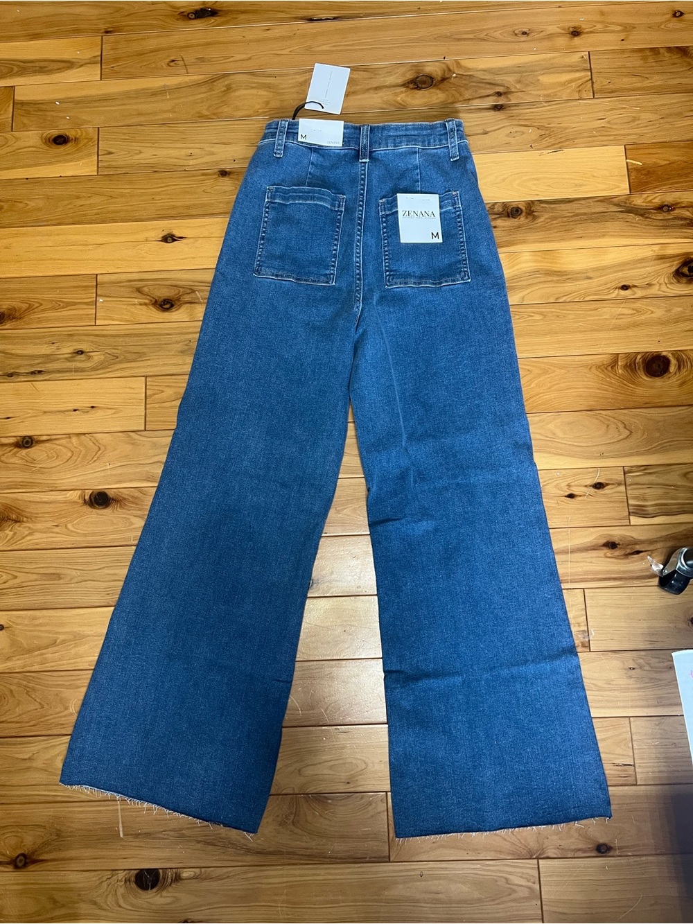 Zenana Outfitters Wide-Leg Cropped Jeans in Blue Wash - Picture 2 of 4